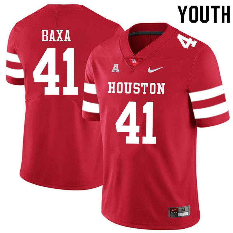 Youth #41 Bubba Baxa Houston Cougars College Football Jerseys Sale-Red - Click Image to Close